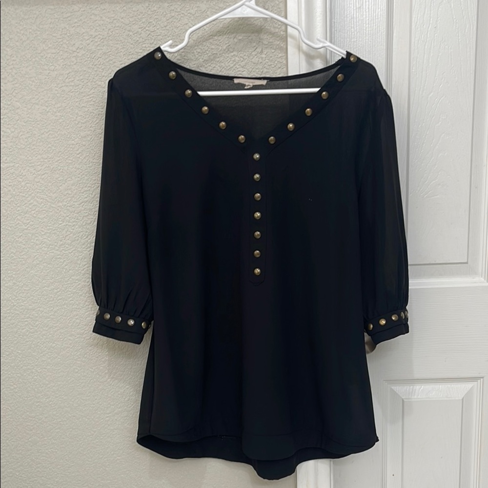 41 Hawthorn Black Buttoned Embellished Blouse